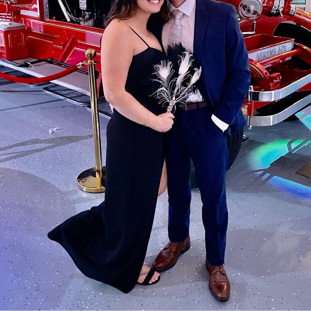 David’s bridal black bridesmaid dress